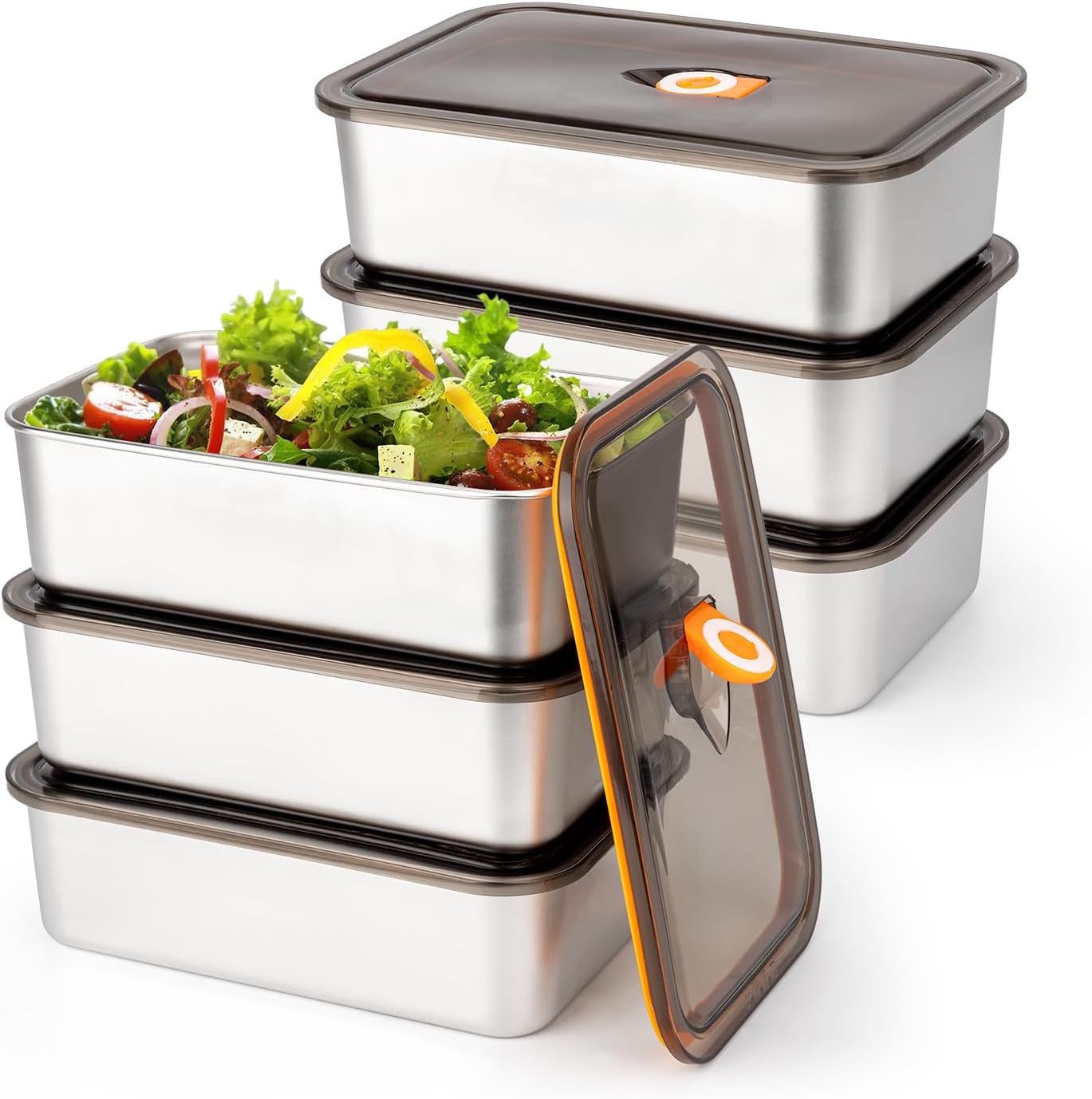 Food Prep Snacks - 6 Pack(57oz) Stainless Steel Food Storage