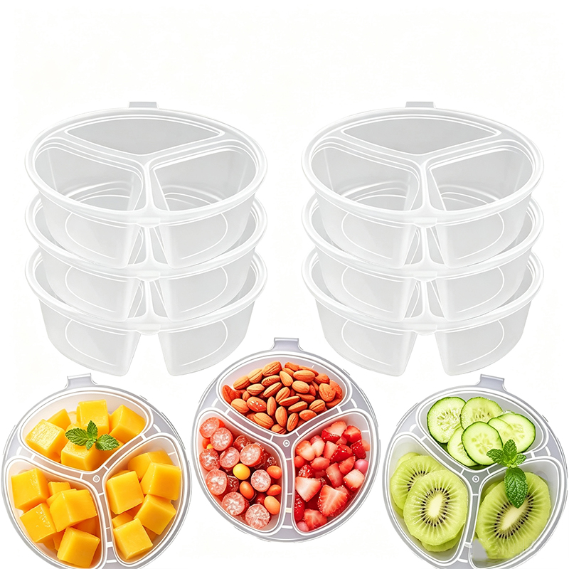 Food Prep Snacks - 5-20Pcs 3-Compartment Snack Box with Lid